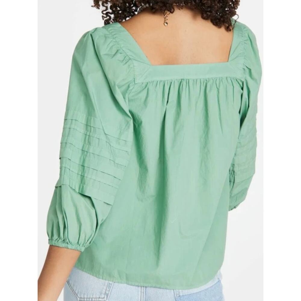 NWT Madewell Square Neck Pleat Sleeve Top Pale Evergreen S - Picture 12 of 12
